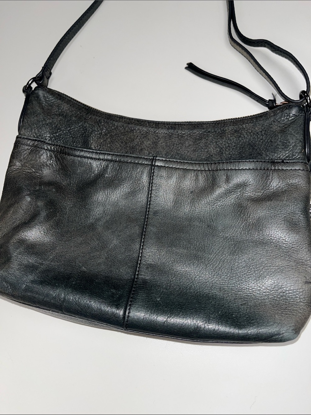 margot Black Leather Crossbody Bag with Zip Pockets - Picture 6 of 16